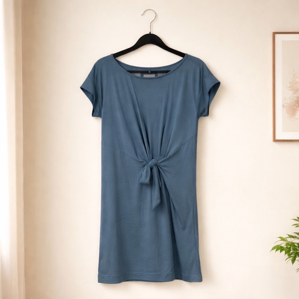 Maeve Anthropologie Modal‎ Blend Blue Tie Front Shirt Dress S Travel Casual